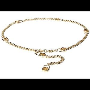 MICHAEL KORS GOLD LOGO CHAIN BELT SIZE M/L NWT